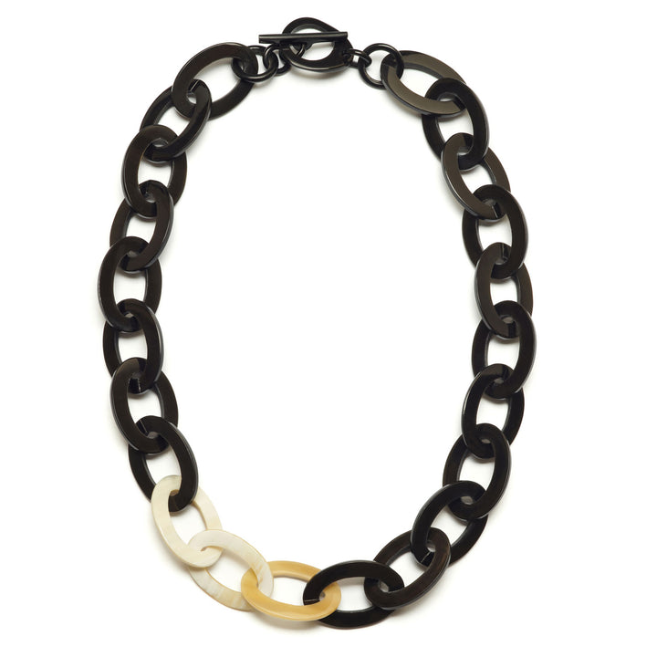 Black and white natural Mid length oval link necklace