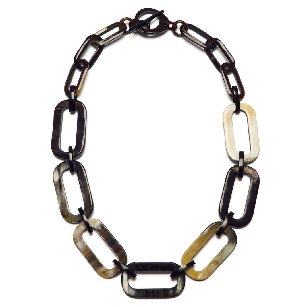 Statement rectangle link necklace - Black Natural