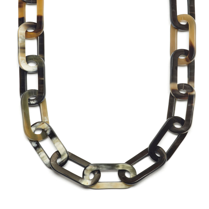 Black Natural large rectangle link necklace