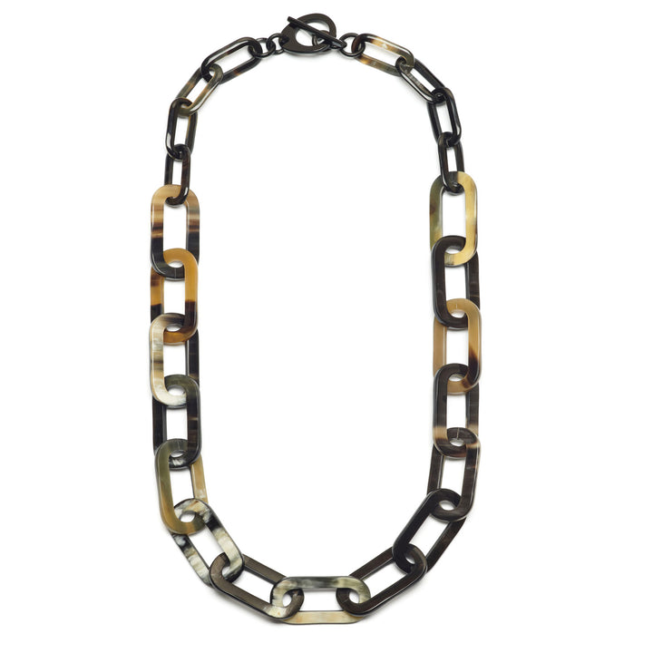 Black Natural large rectangle link necklace