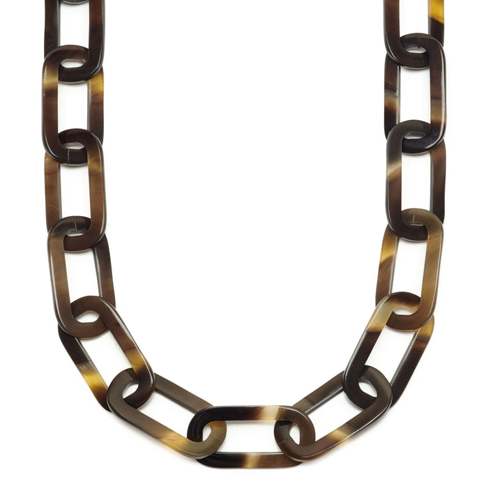 Brown Natural large rectangle link necklace