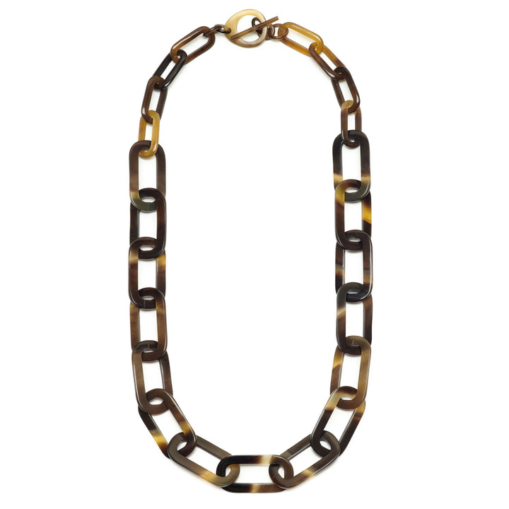 Brown Natural large rectangle link necklace