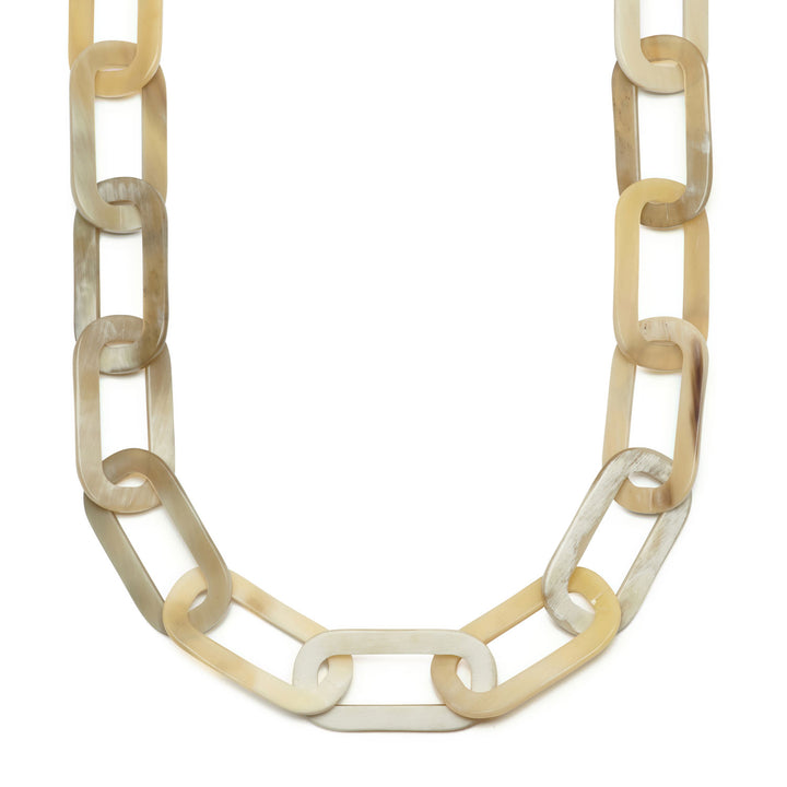 White Natural large rectangle link necklace