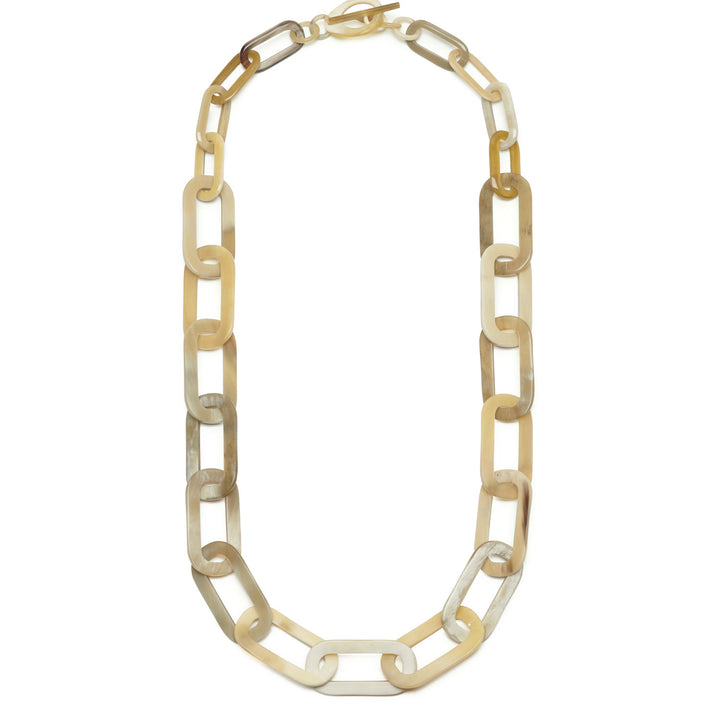 White Natural large rectangle link necklace