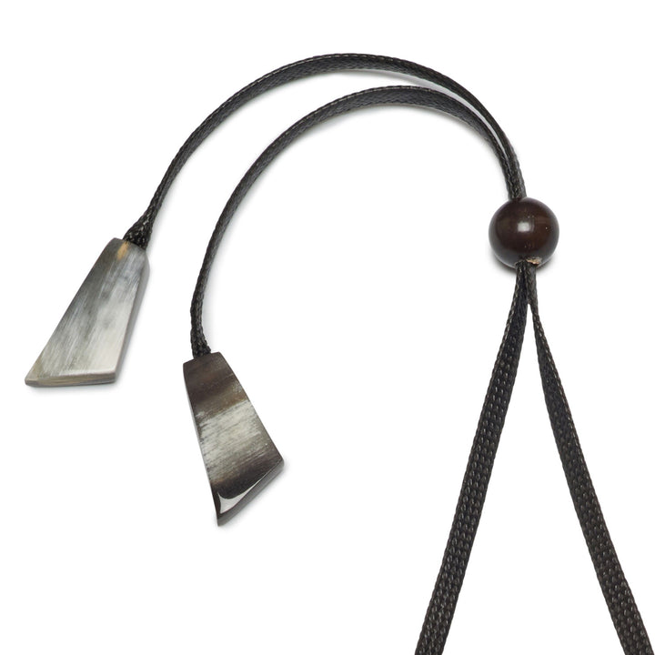 Flat oval horn cord necklace