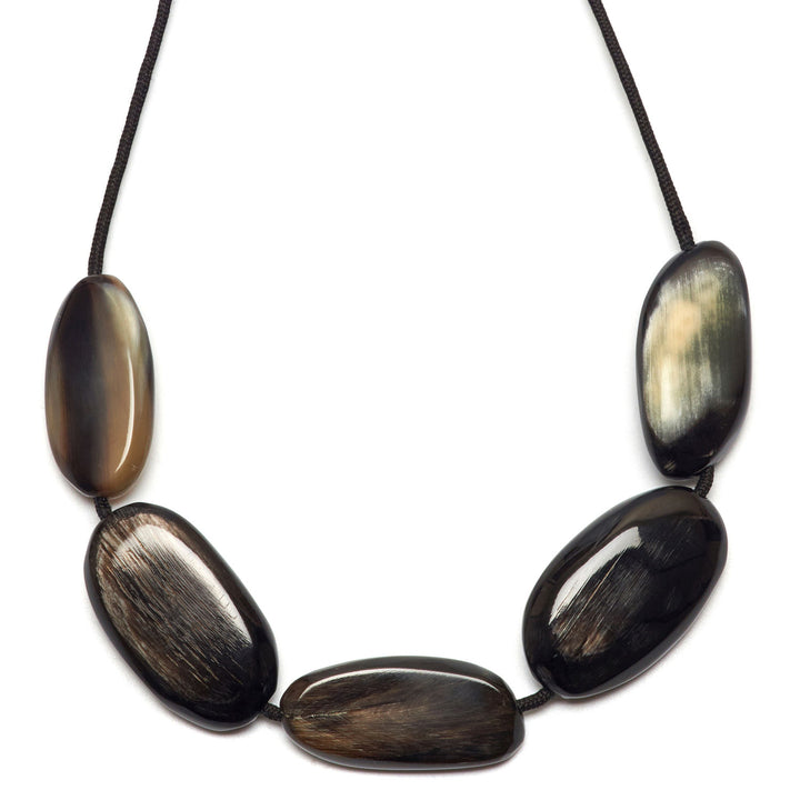 Black Natural Pebble shaped horn necklace