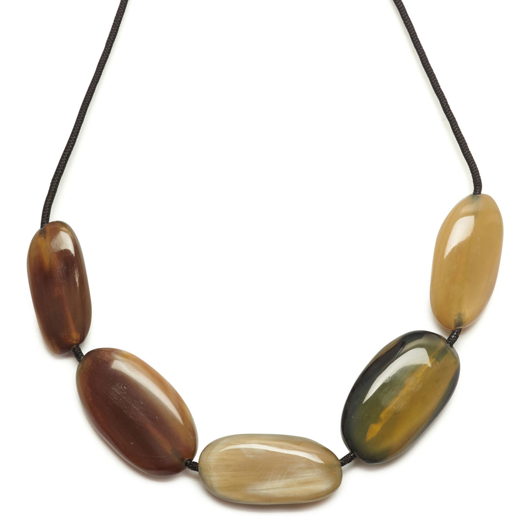 Natural Pebble shaped horn necklace