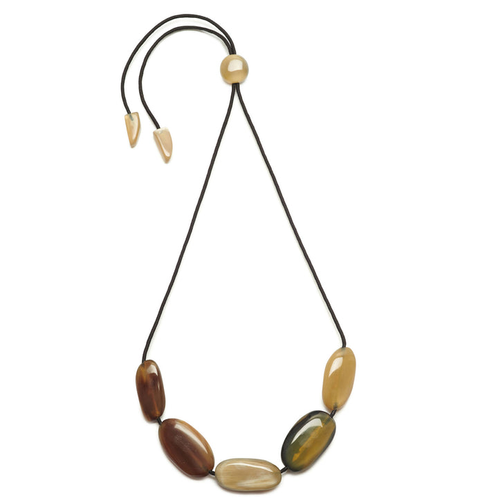 Natural Pebble shaped horn necklace