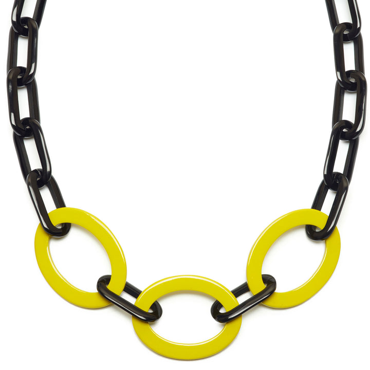 Chartreuse and black Mid length horn necklace