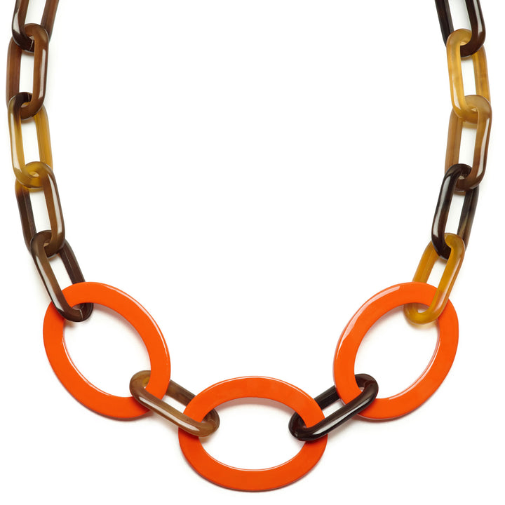 Orange and Brown Mid length horn necklace