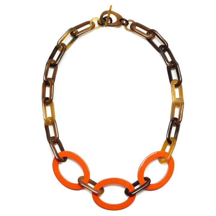 Orange and Brown Mid length horn necklace