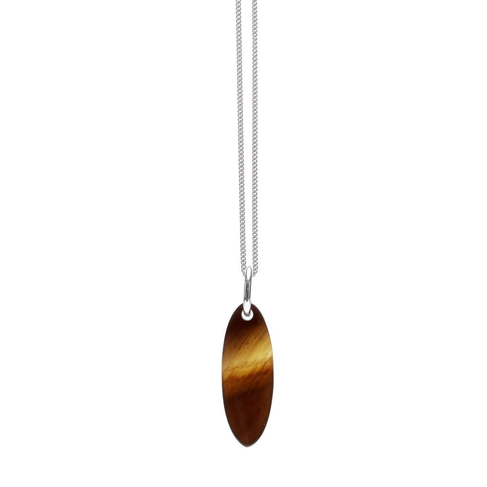 Branch Jewellery - Orange and brown reversible oval pendant - Silver