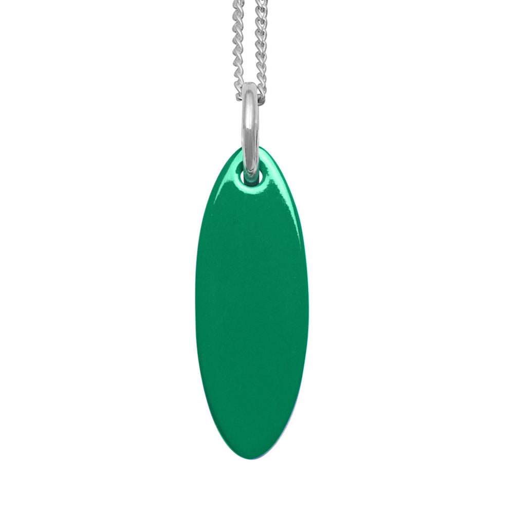Branch Jewellery - Emerald green and black reversible oval pendant - Silver