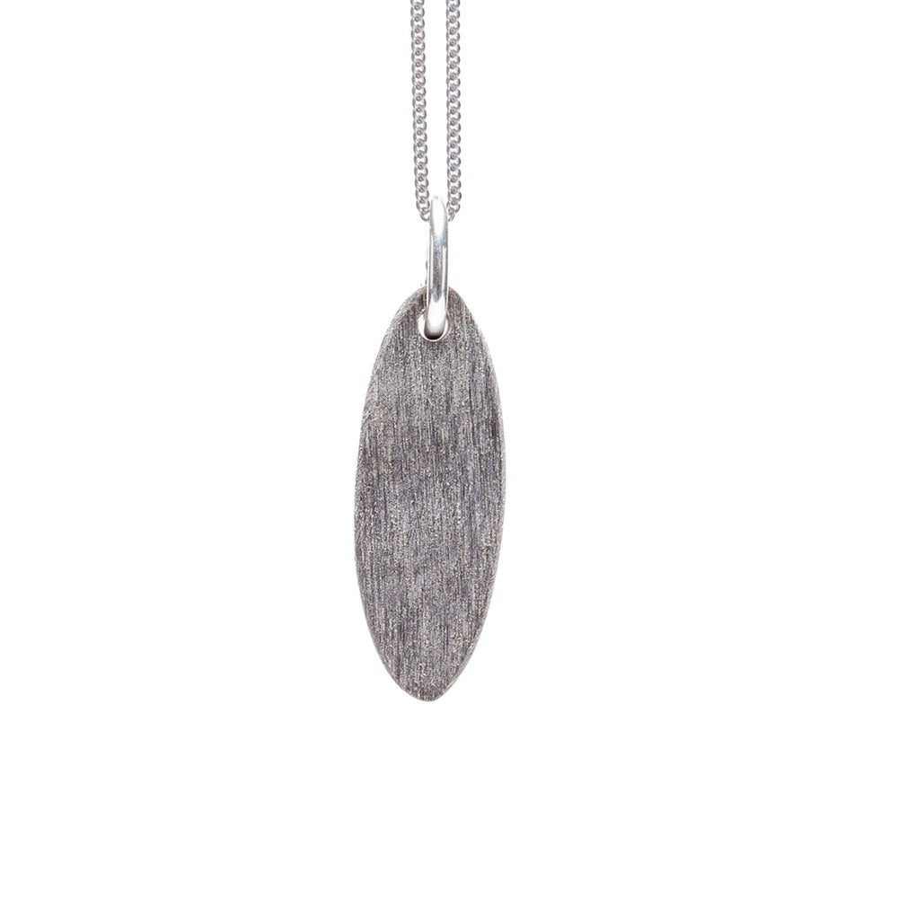 Branch Jewellery - Natural Grey short Oval Horn Pendant - Silver