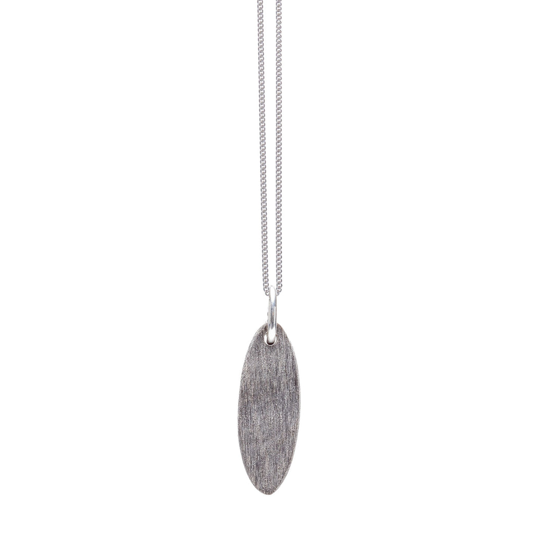Natural Grey short Oval Horn Pendant - Silver