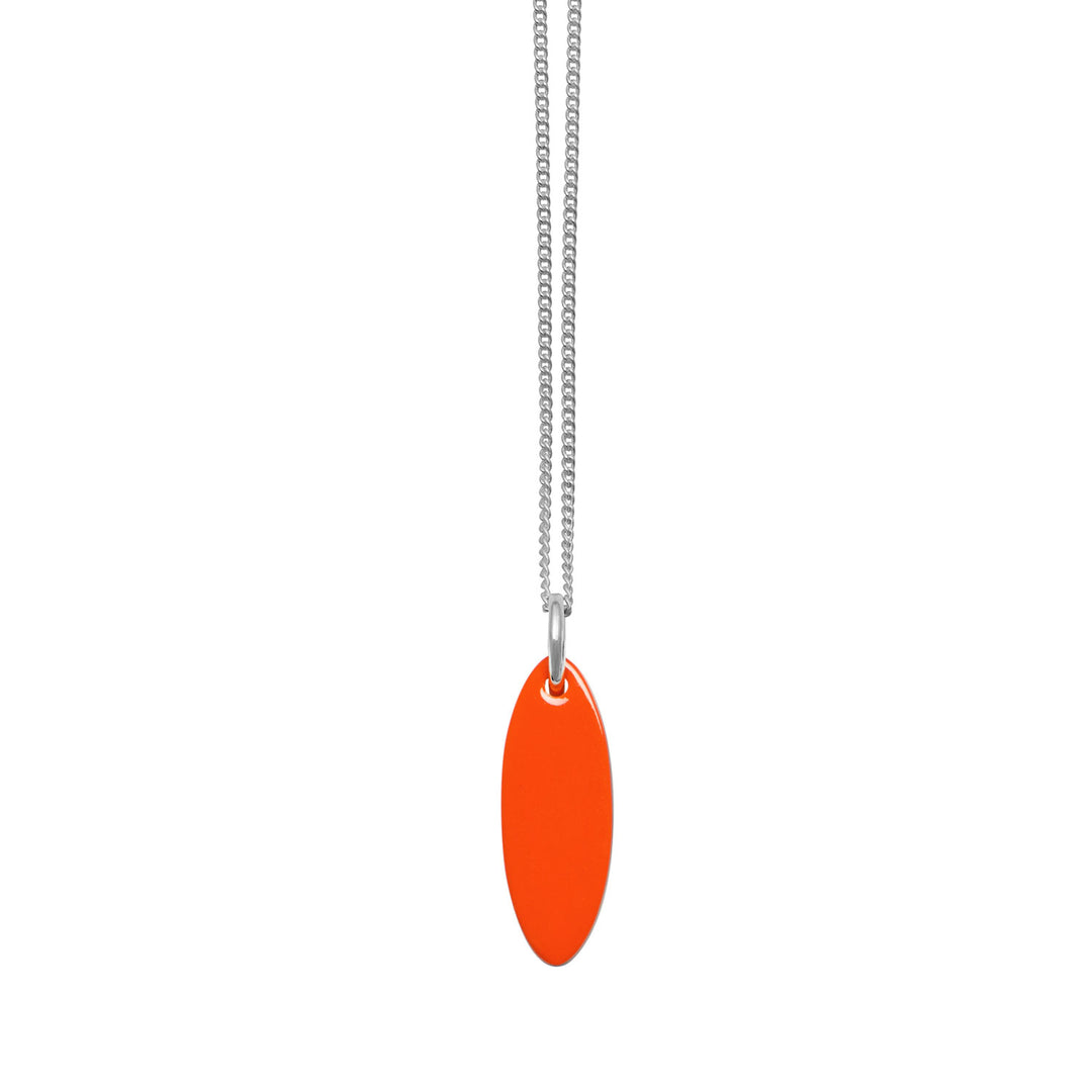Branch Jewellery - Orange  and brown reversible oval pendant - Silver