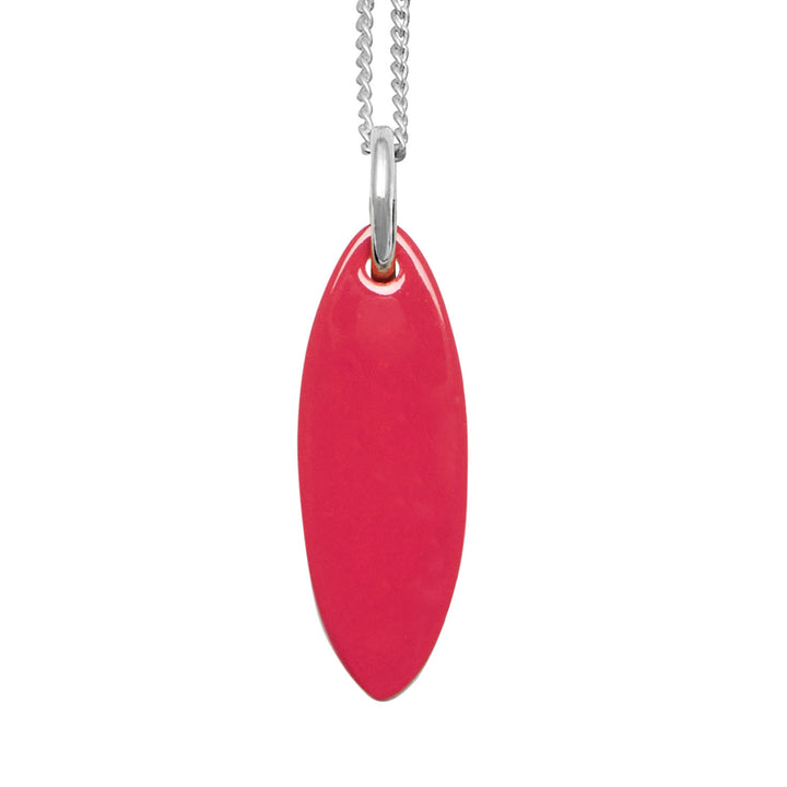 Branch Jewellery - Red and Natural Black short Oval Horn Pendant - Silver