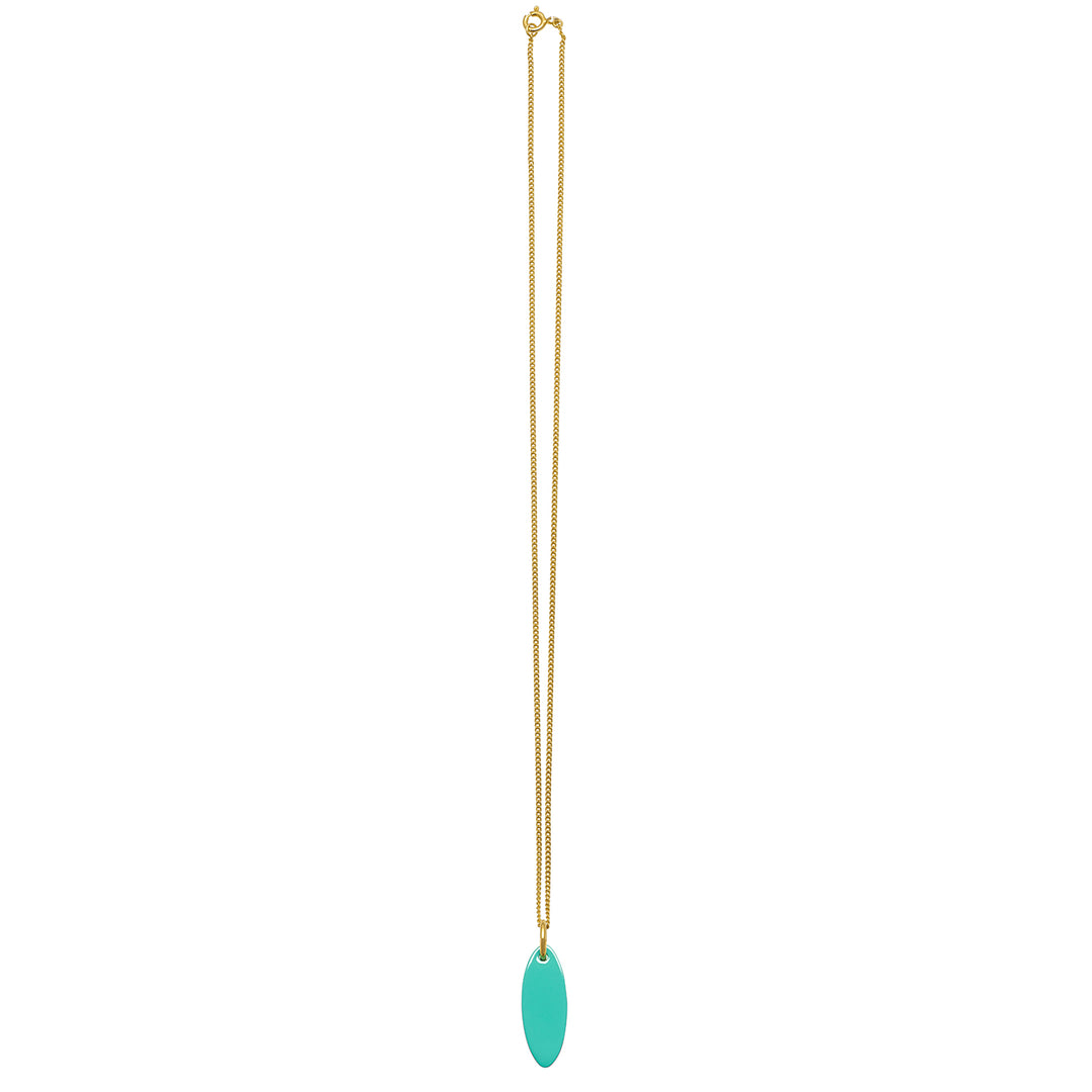 Branch Jewellery - Aquamarine and Natural Brown short Oval Horn Pendant  - Gold
