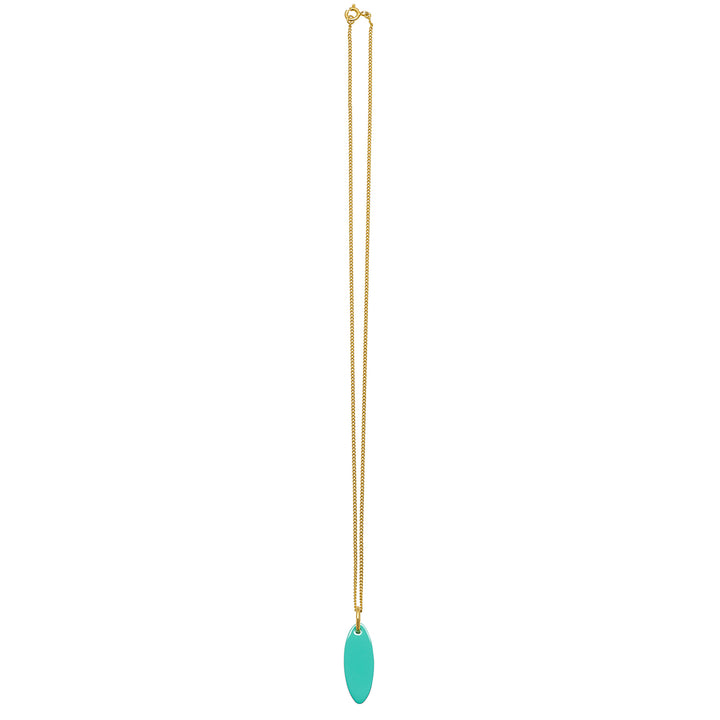 Branch Jewellery - Aquamarine and Natural Brown short Oval Horn Pendant  - Gold