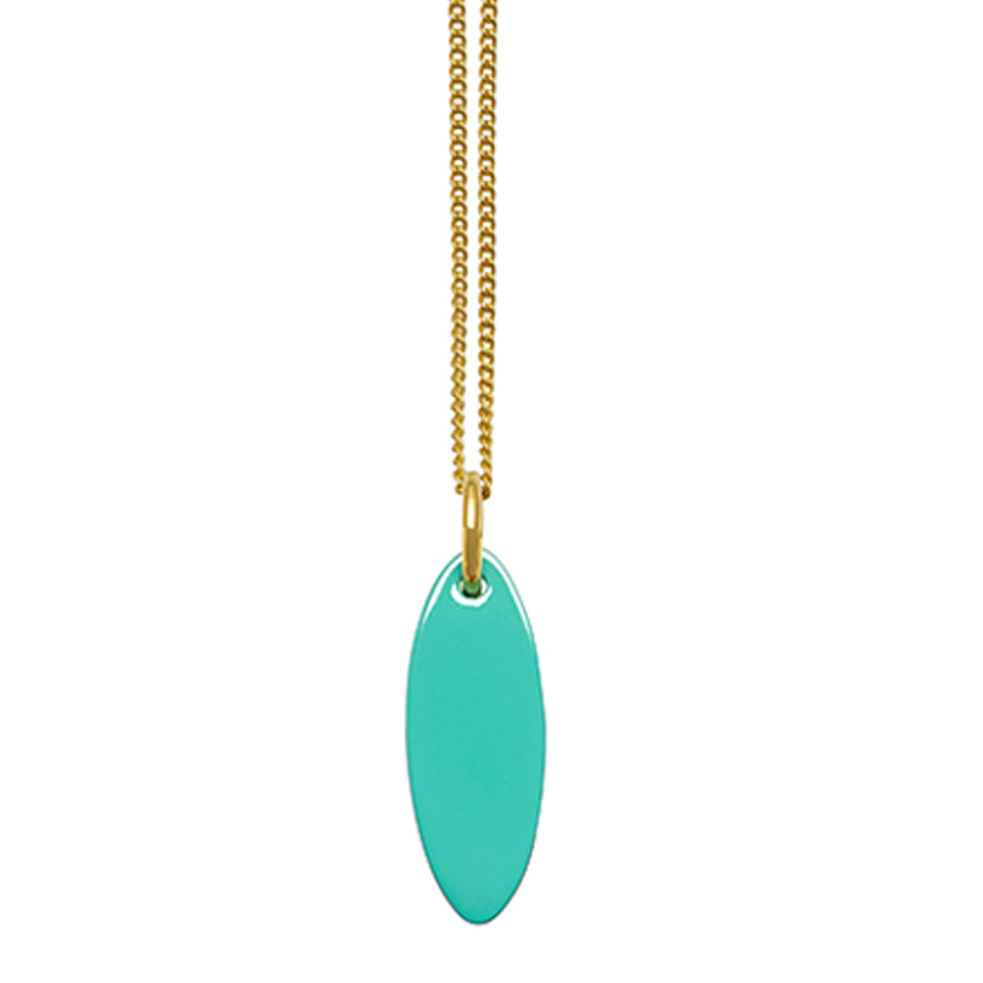 Branch Jewellery - Aquamarine and Natural Brown short Oval Horn Pendant - Gold
