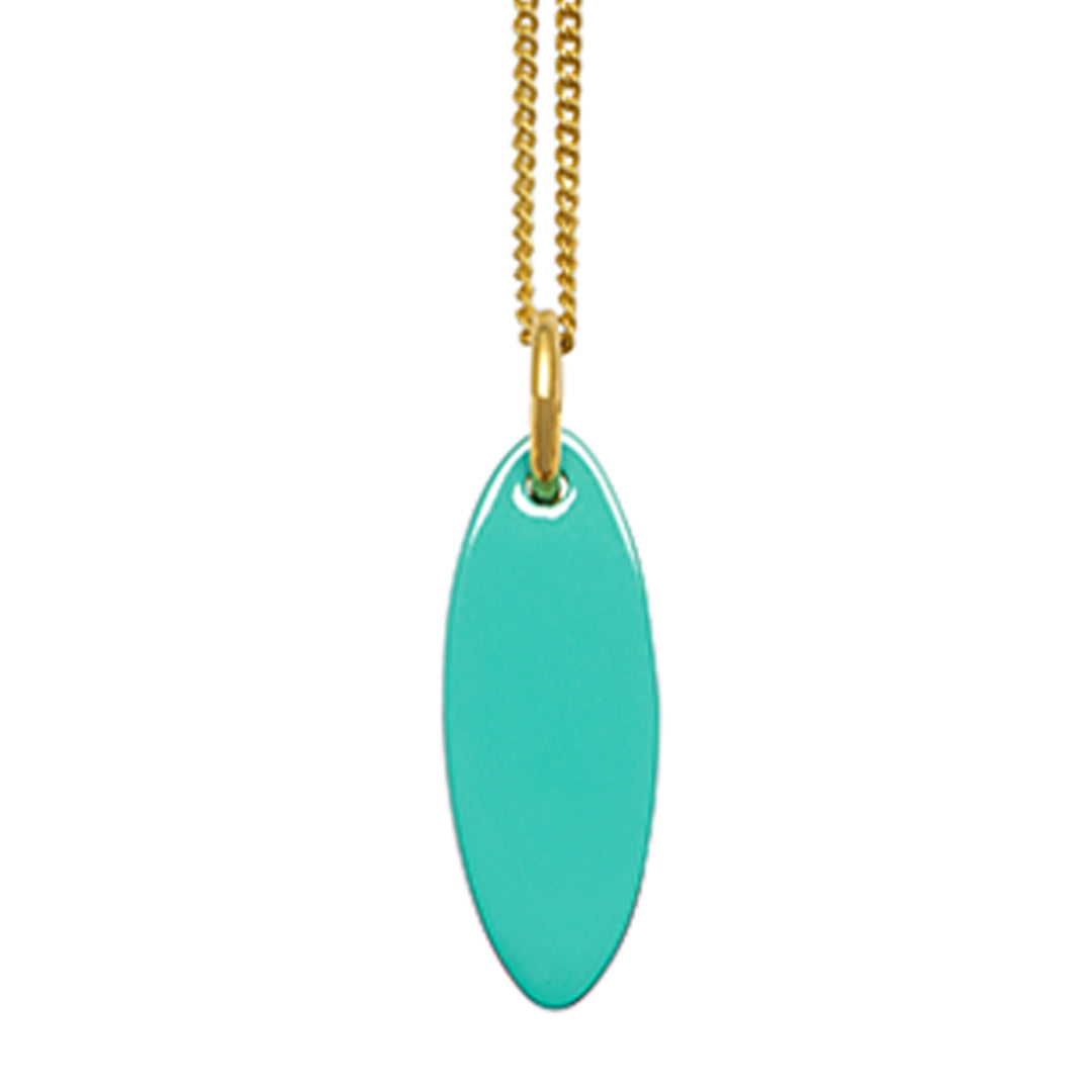 Branch Jewellery - Aquamarine and Natural Brown short Oval Horn Pendant - Gold