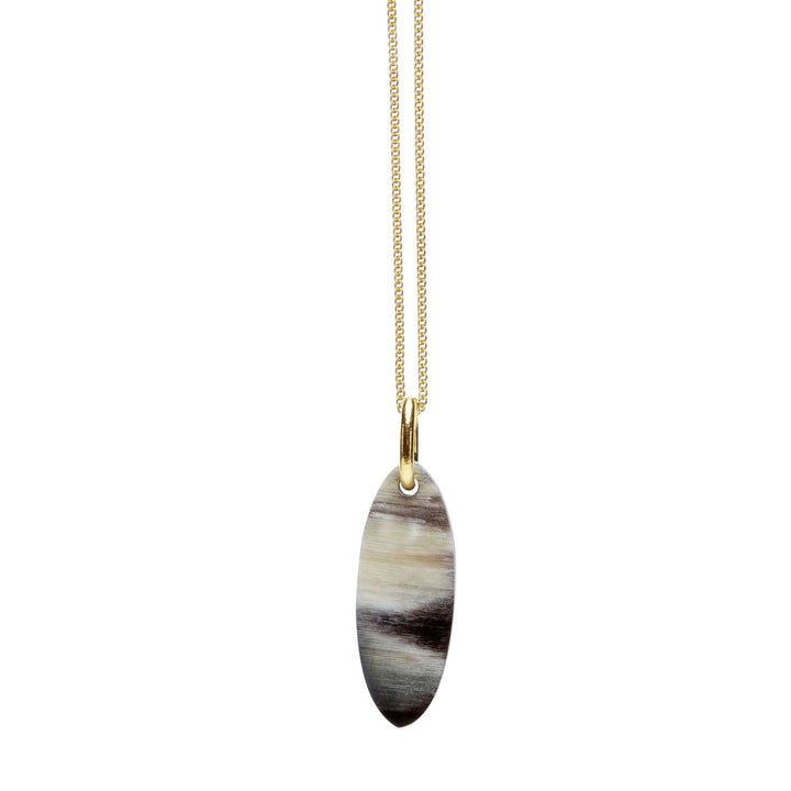Branch Jewellery - Natural Black short Oval Horn Pendant Gold