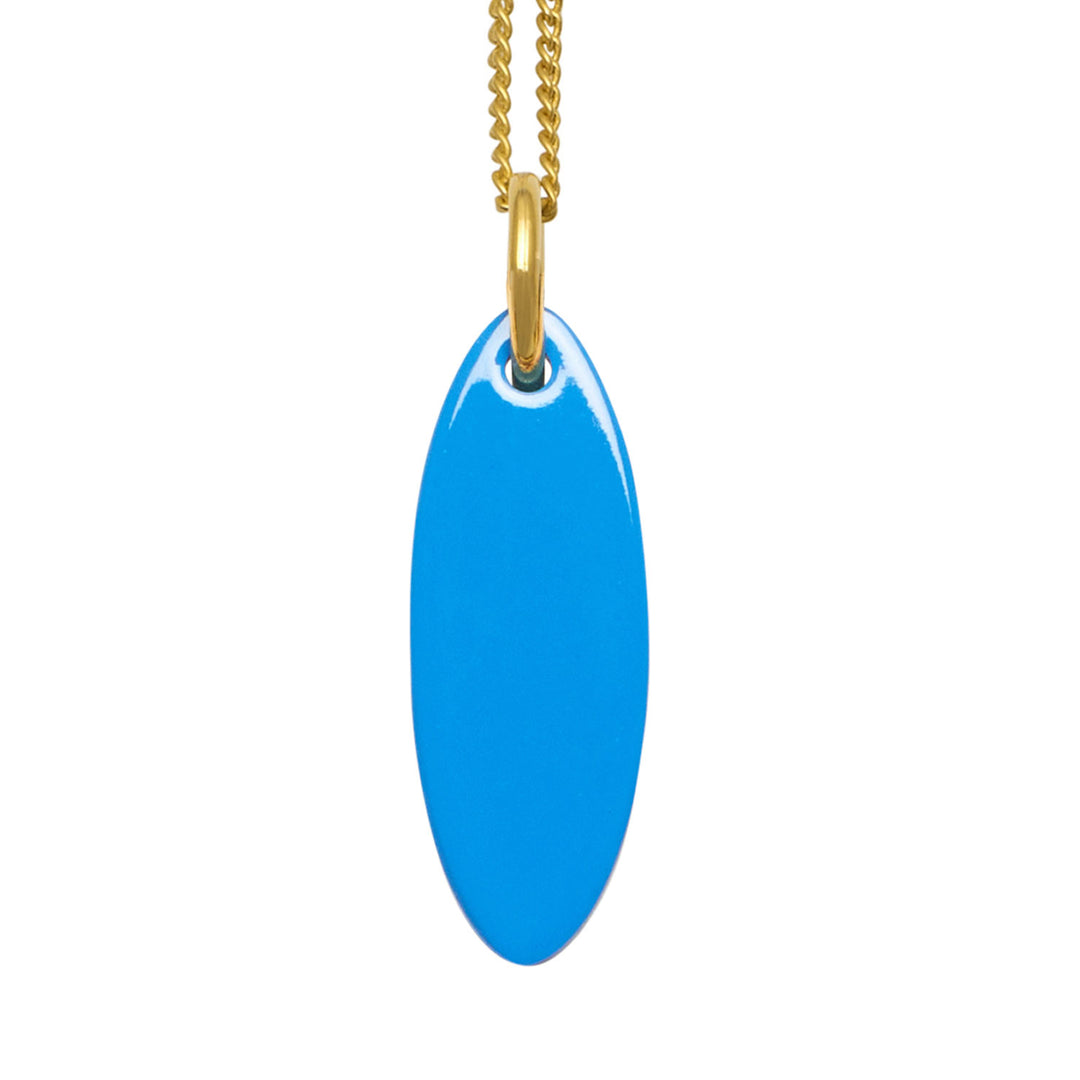 Branch Jewellery - Blue and Natural white short Oval Horn Pendant - Gold
