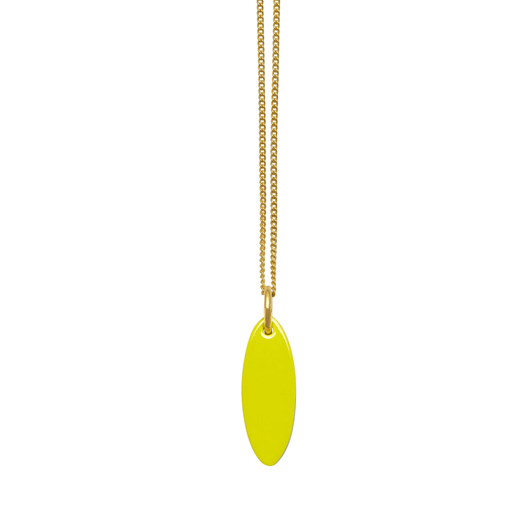 Branch Jewellery - Chartreuse and black reversible oval pendant - Gold