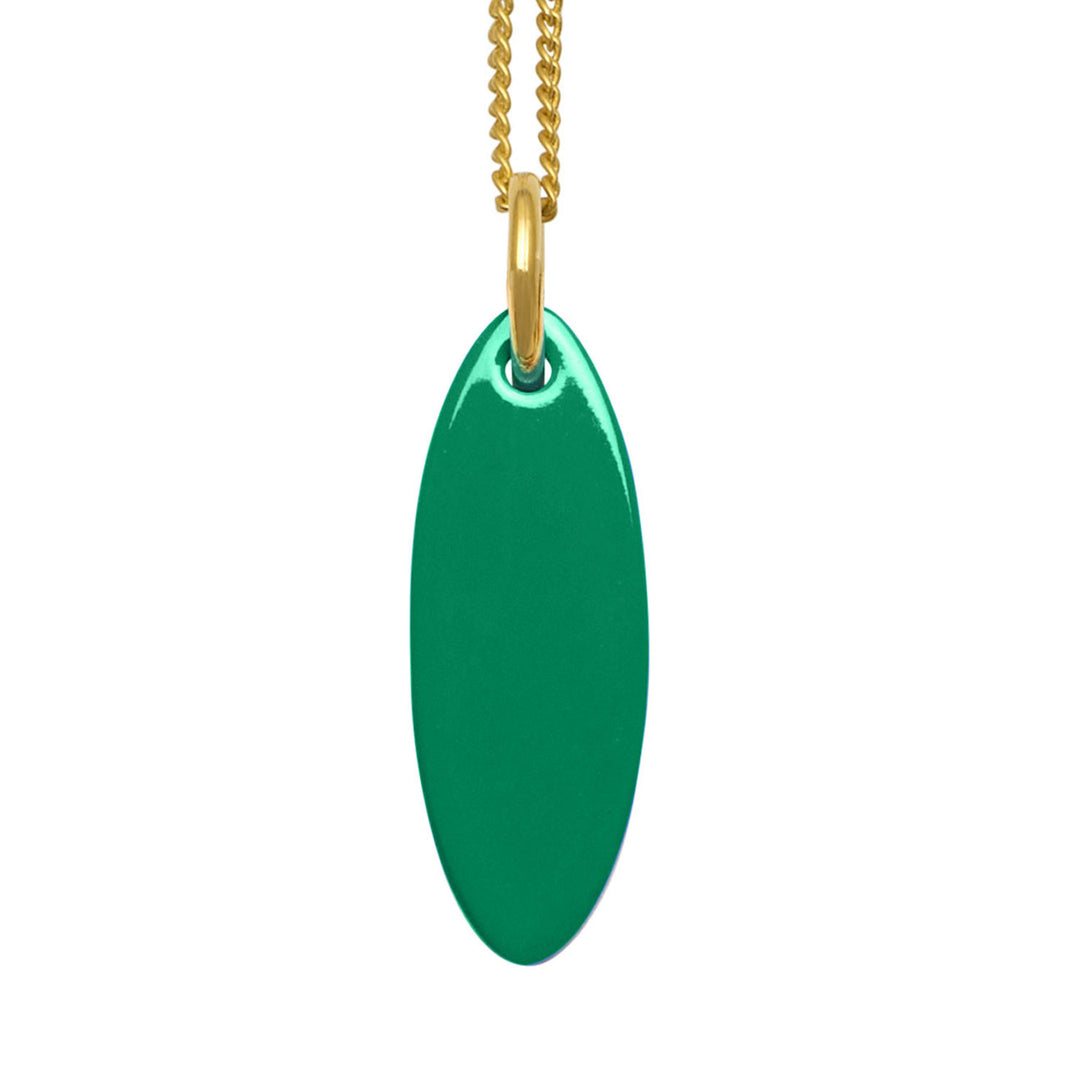 Green and Black reversible oval pendant - Gold