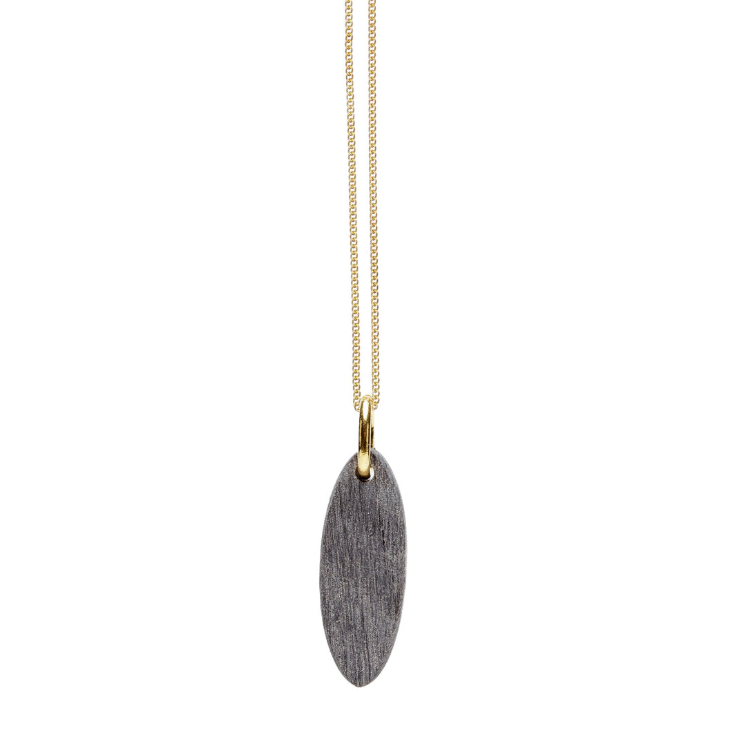 Branch Jewellery - Natural grey short Oval Horn Pendant  - Gold
