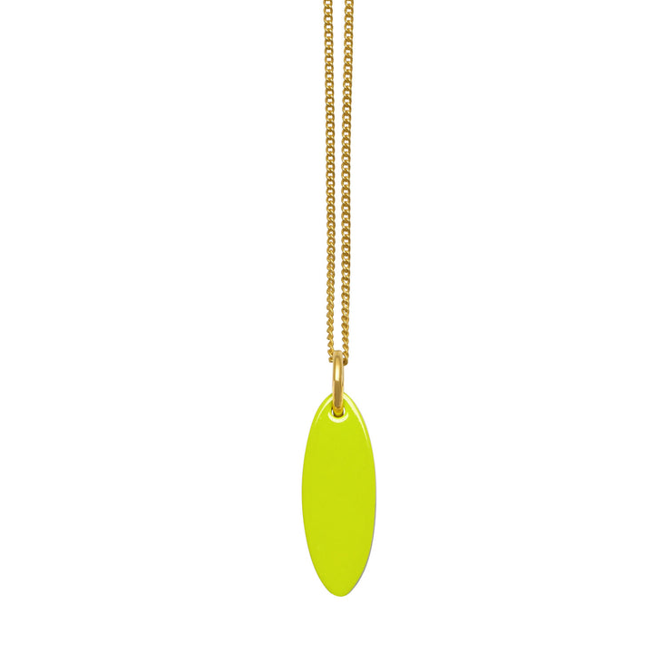 Lime and black reversible oval pendant - Gold