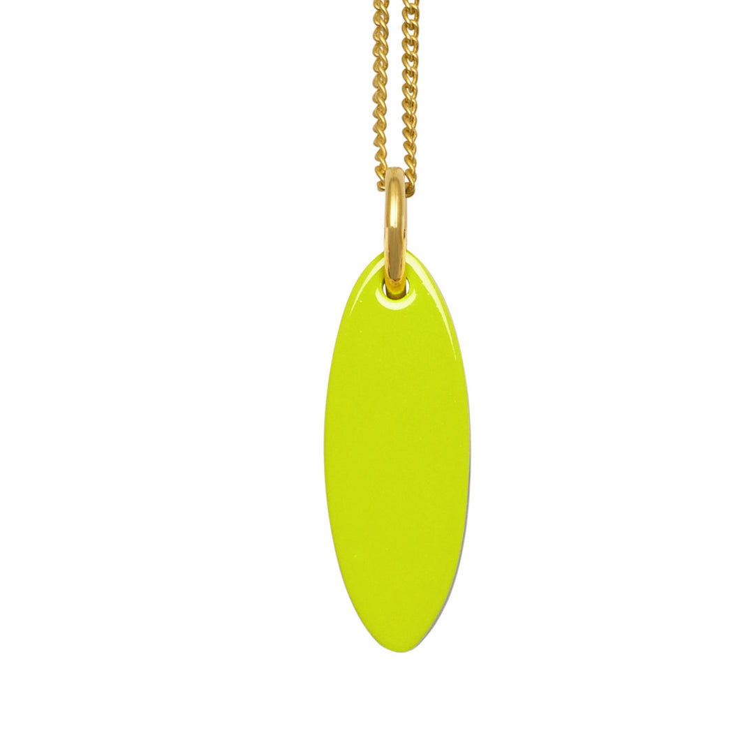 Lime and black reversible oval pendant - Gold