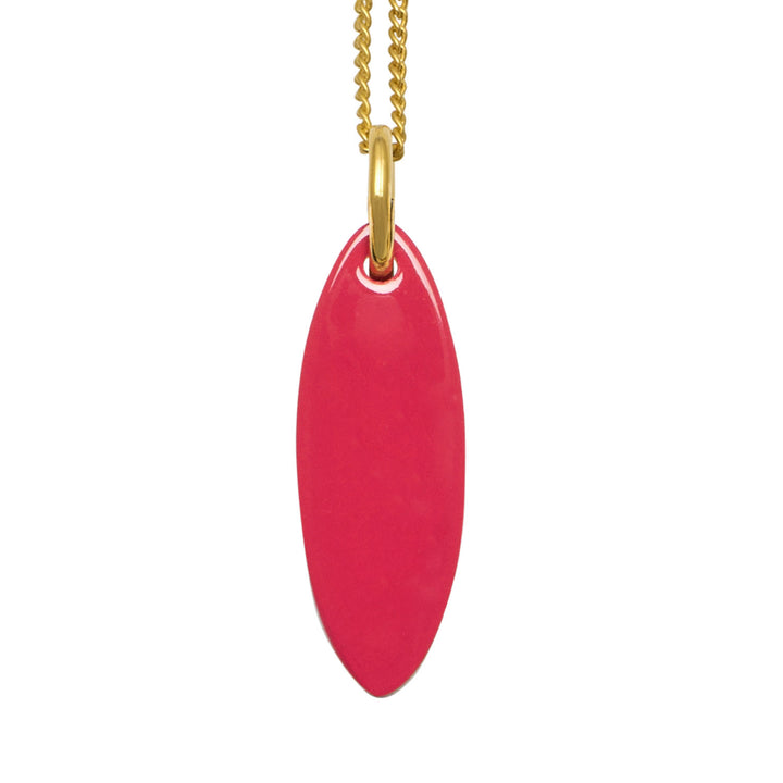 Red and Natural Black short Oval Horn Pendant Gold