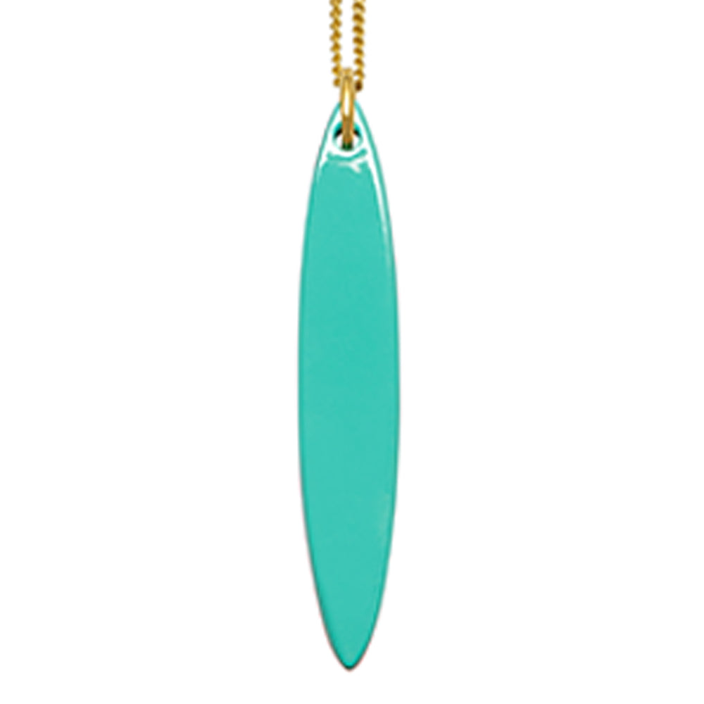 Branch Jewellery - Natural Brown and aquamarine Long Oval Horn Pendant Gold