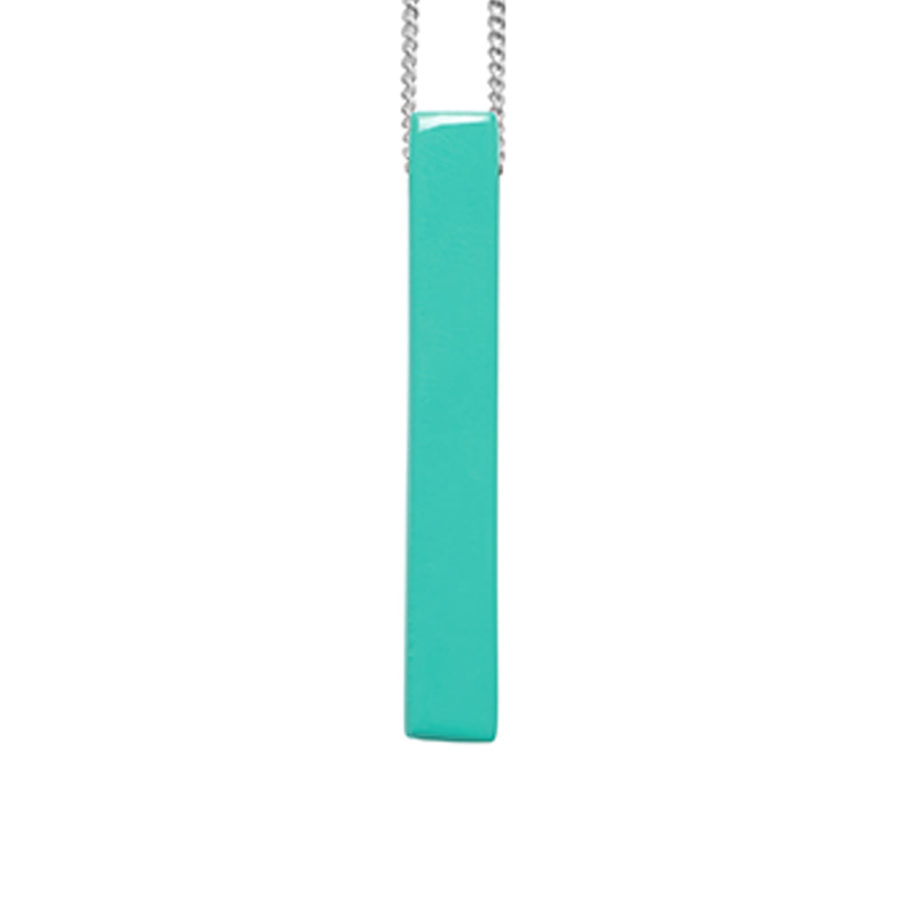 Branch Jewellery - Lacquered aquamarine rectangle pendant - Silver