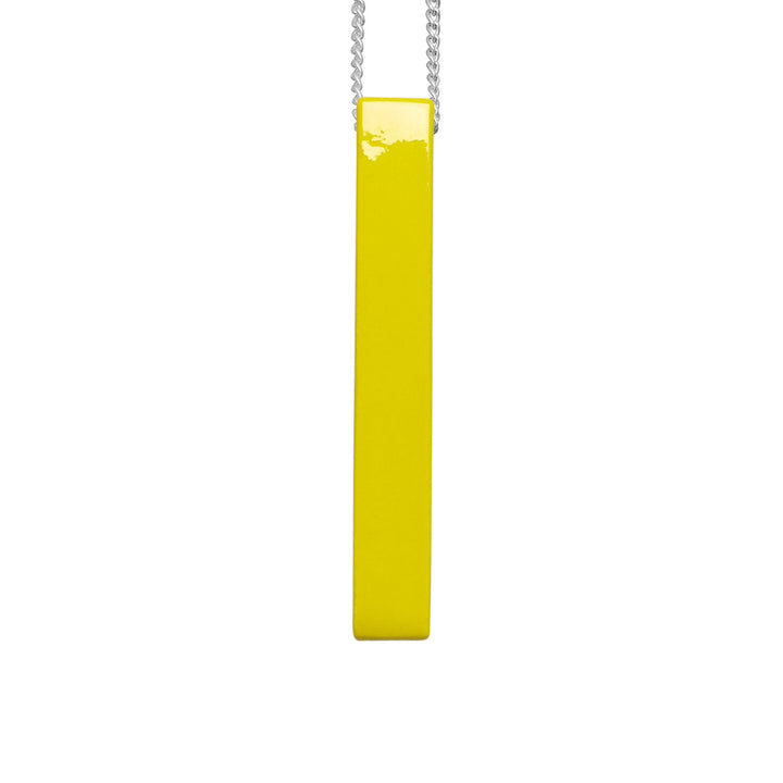 Branch Jewellery - Yellow lacquered rectangular horn pendant on sterling silver chain.