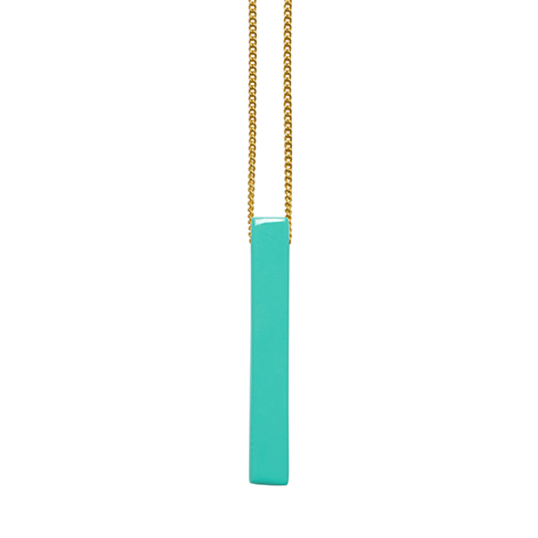 Branch Jewellery - Lacquered aquamarine rectangle pendant - gold