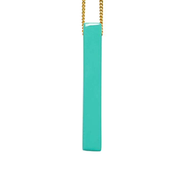 Branch Jewellery - Lacquered aquamarine rectangle pendant - gold