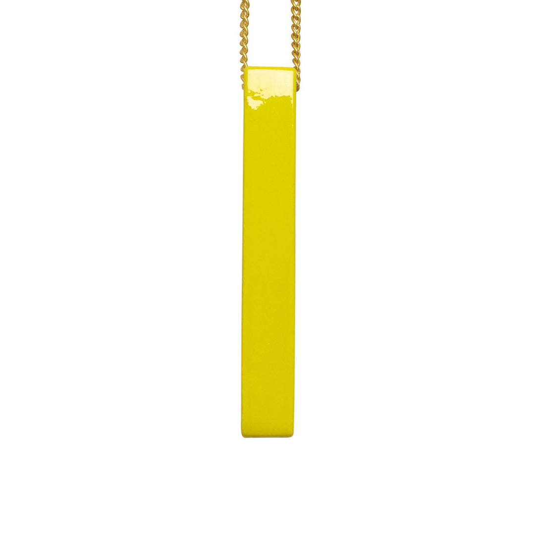 Chartreuse rectangle horn pendant - Gold