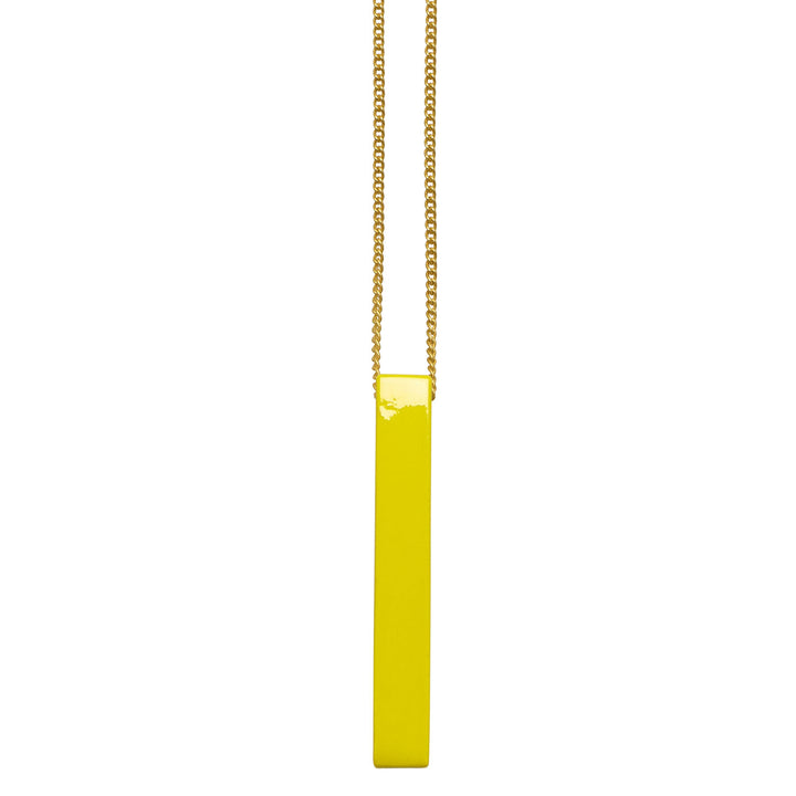 Chartreuse rectangle horn pendant - Gold