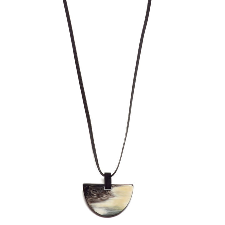 Branch Jewellery Black natural horn and cord pendant