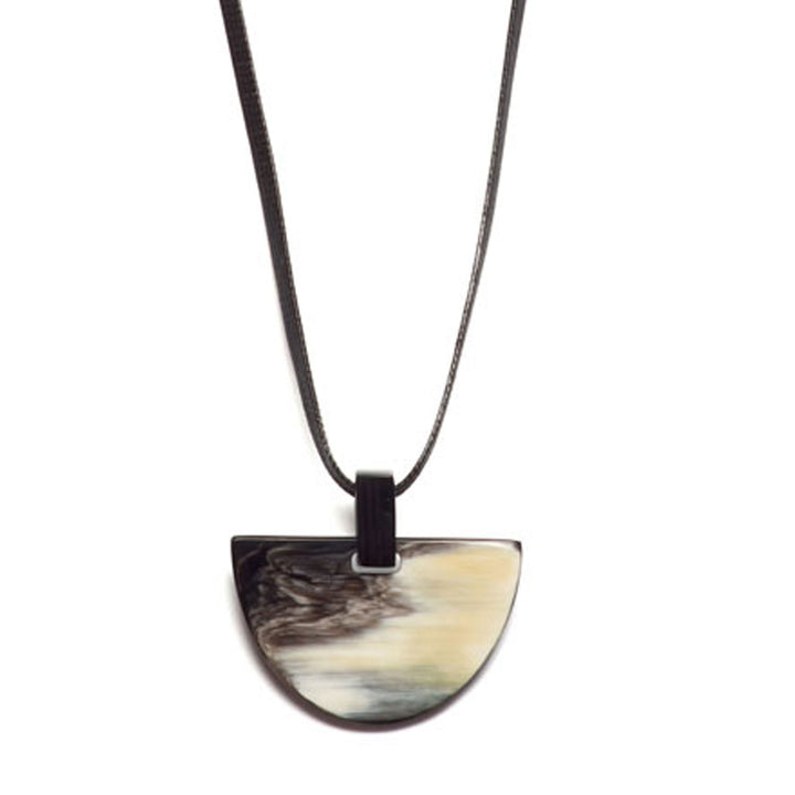 Branch Jewellery Black natural horn and cord pendant