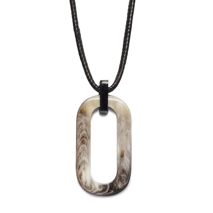 Black natural rectangle horn pendant