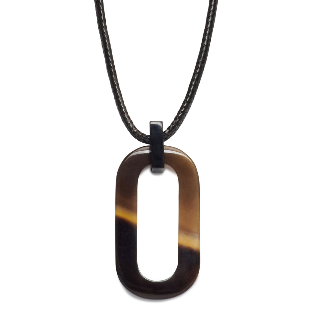 Brown natural rectangle horn pendant