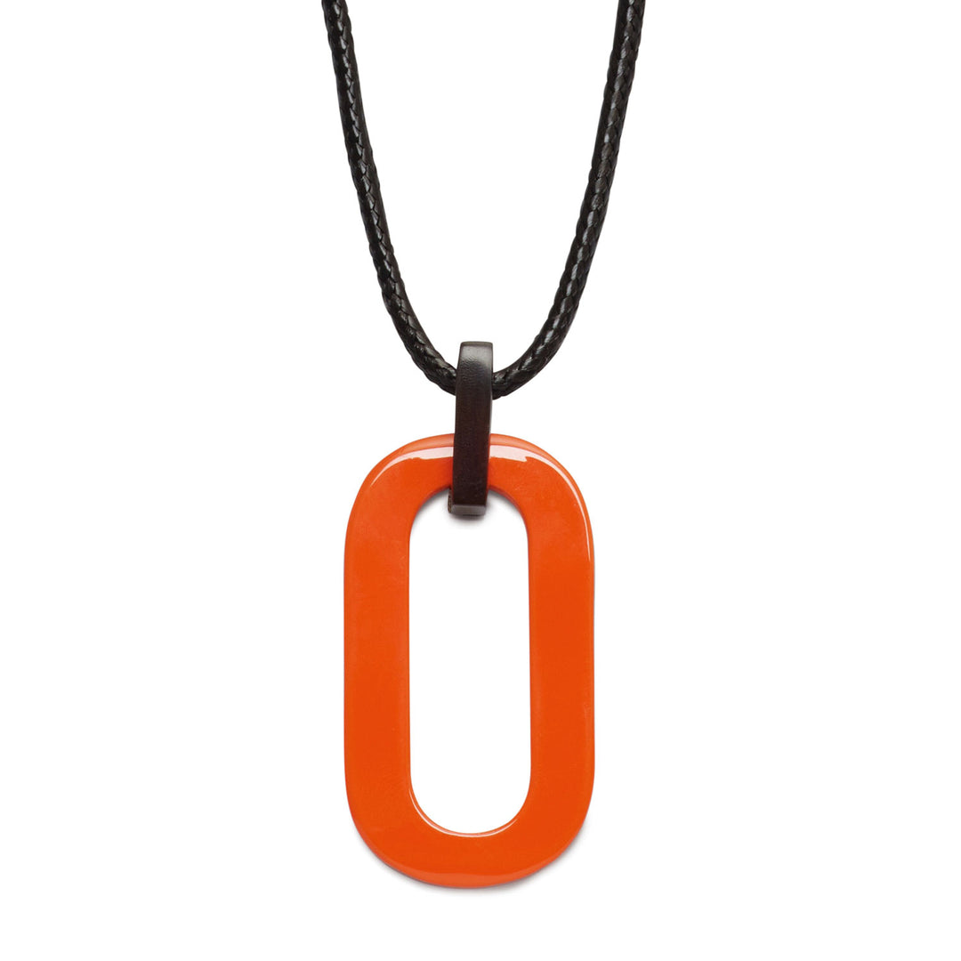 Brown natural and orange rectangle horn pendant