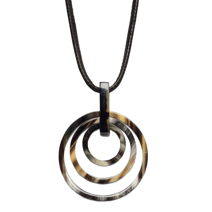 Black natural triple ring horn pendant