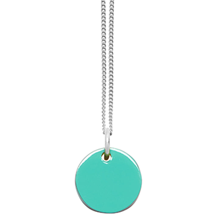Branch Jewellery - Aquamarine and brown reversible Lacquered disc pendant - Silver