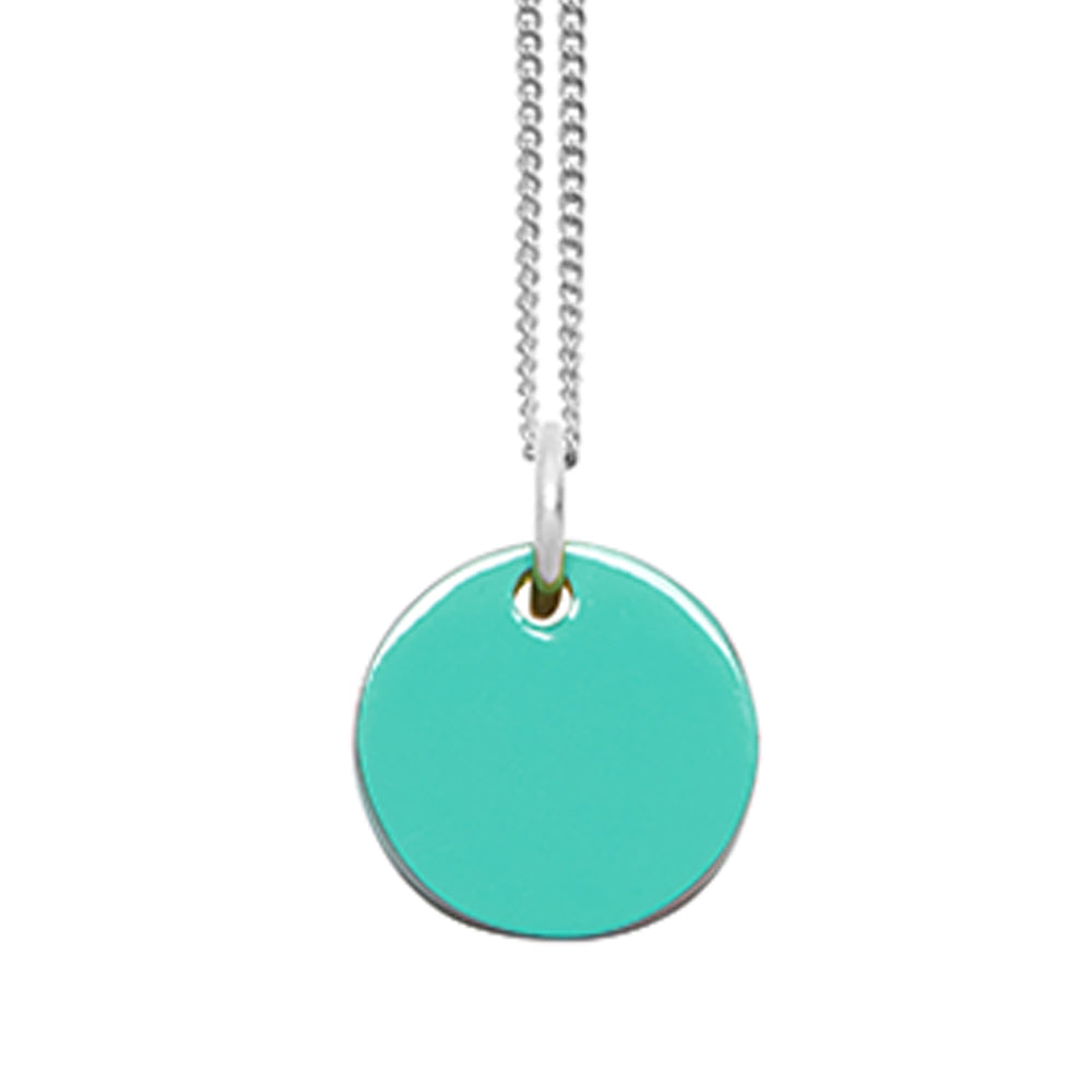 Branch Jewellery - Aquamarine and brown reversible Lacquered disc pendant - Silver