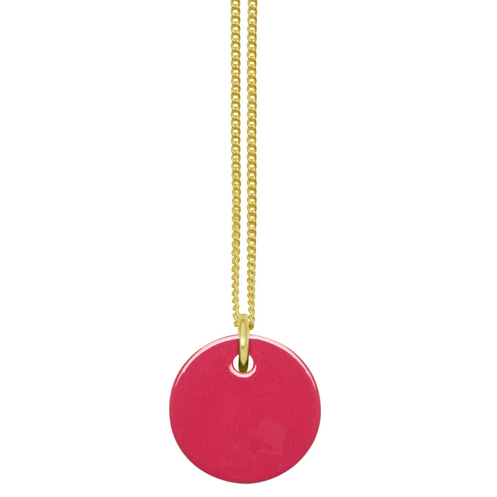 Red and black reversible Lacquered disc pendant - Gold