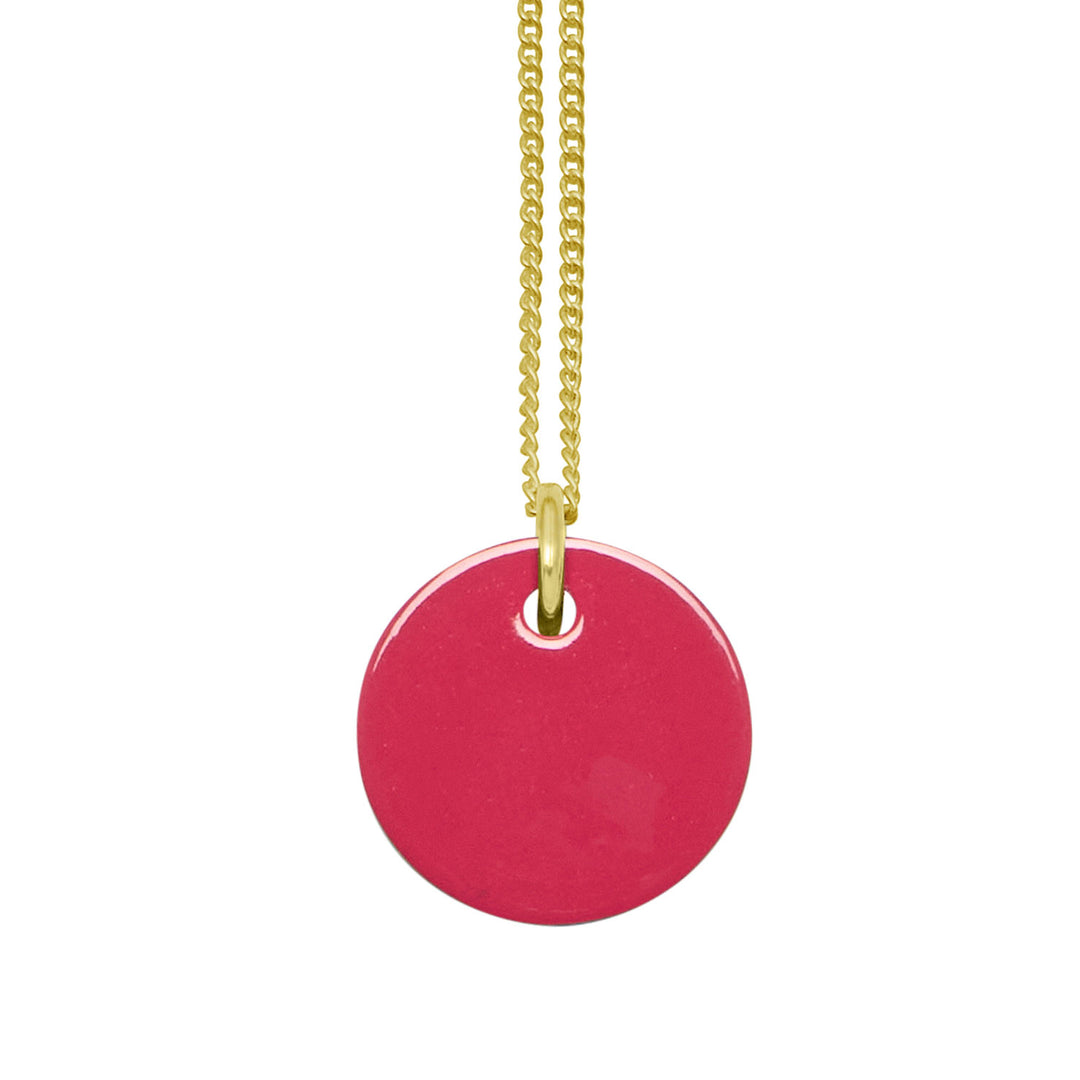Red and black reversible Lacquered disc pendant - Gold